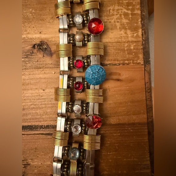 Gold Silver Metal Beaded Belt VTG Jose Cotel but no identifying marks 1960s - Picture 5 of 8